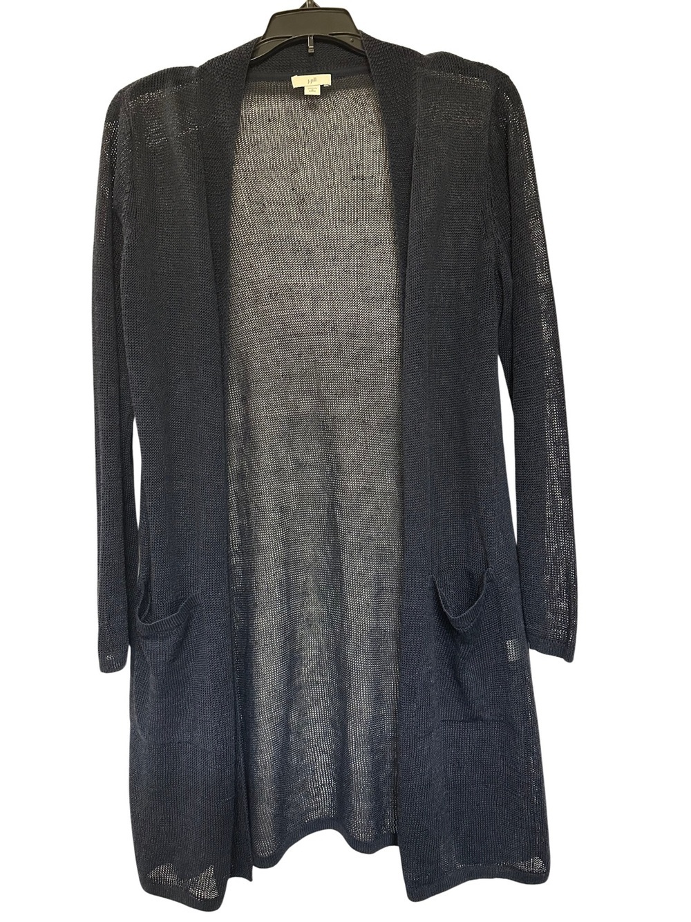 J. Jill Linen Blend Open Front Duster Cardigan | Size MP | Navy